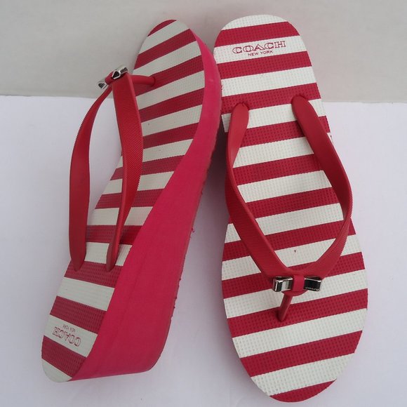 SIZE 11. COACH wedge flip flop thong sandals. - Picture 1 of 8